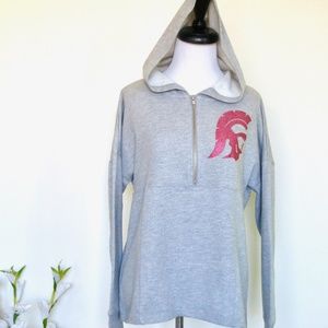 NEW! USC Trojans Quarter Zip Hoodie Gray Pullover